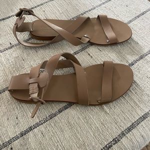 Nude wrap around everlane sandals, size 10